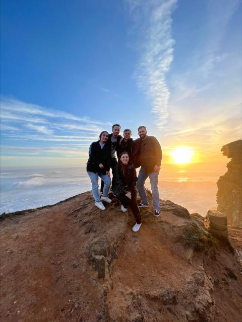 a group of students at sunset in Portugal