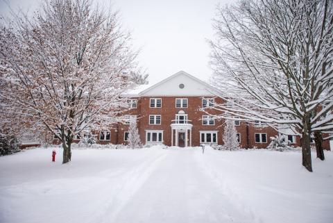 Sawyer Hall in the winter