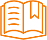 Orange icon of an open book