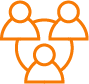 Orange icon of people connected with lines