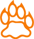 Orange icon of wildcat paw